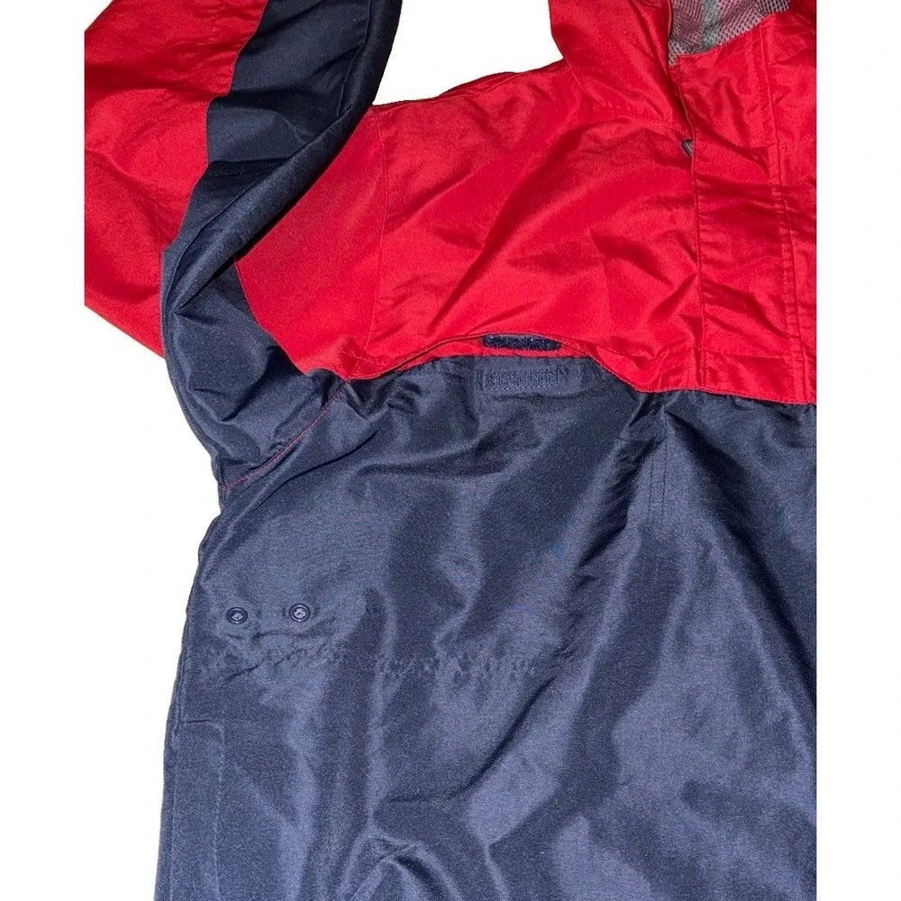 Old Navy Kids Size Large (10/12) Red Navy Blue Colorblock Hooded Windbreaker